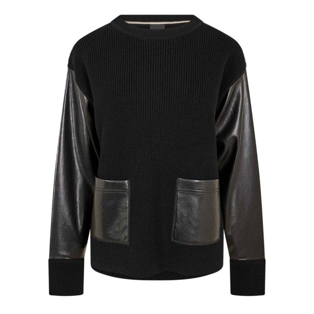 Boss Womens/Ladies Fanalian Faux Leather Sweatshirt / Black